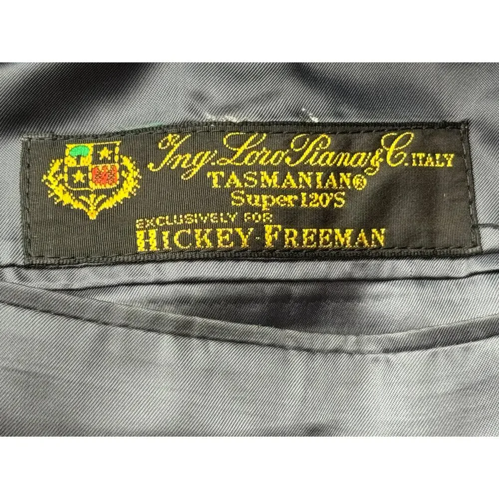 Hickey Freeman 44L Loro Piana Super 120s Wool Sport Coat Gray Made USA